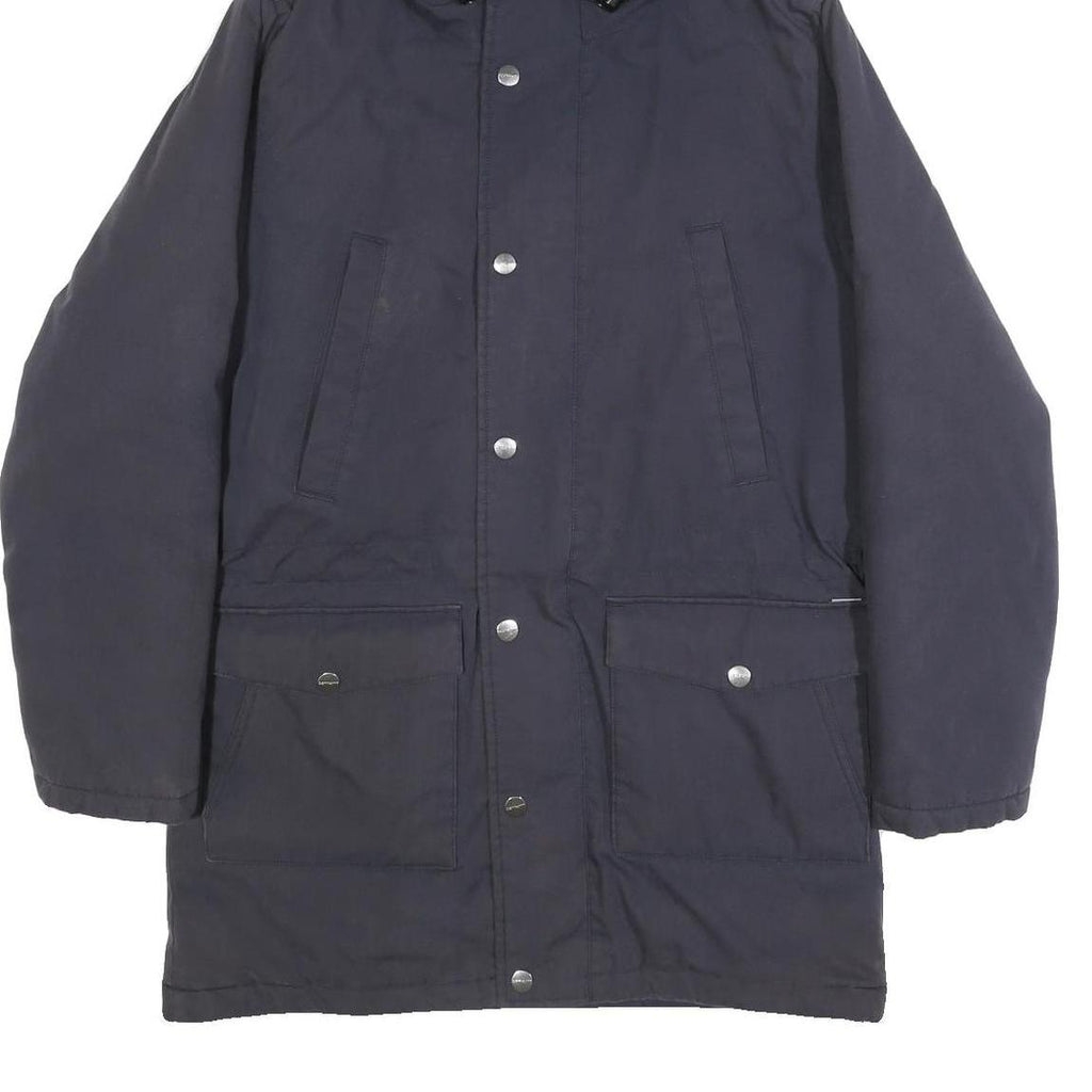 CARHARTT WIP Mens Navy Blue Hooded Cotton Blend Jacket S Zip Casual Outerwear