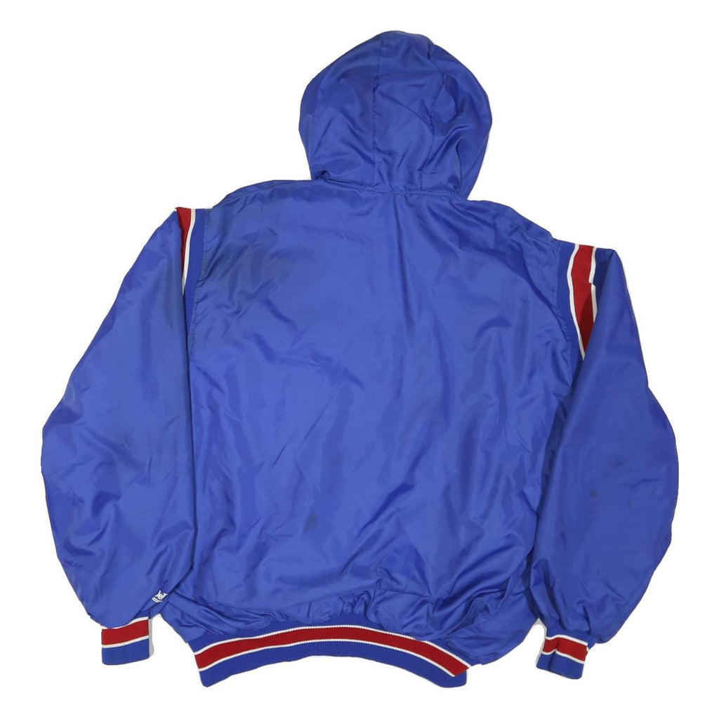 DE LONG Mens Blue Red White Christian Brothers Metro Nylon Jacket 2XL Hooded Zip