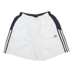 ADIDAS Mens White & Black Sports Casual Shorts S W24 Polyester 3-Stripes