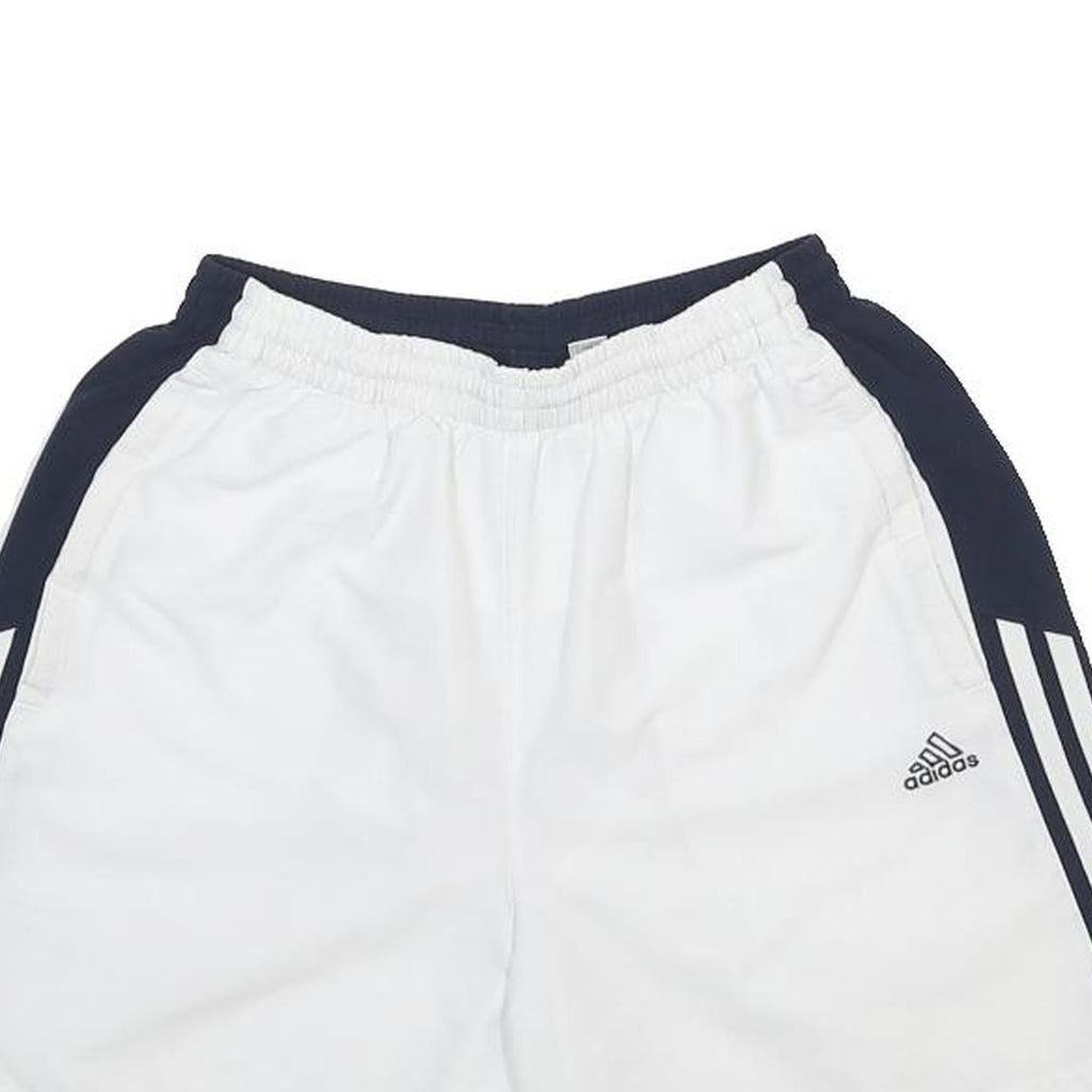 ADIDAS Mens White & Black Sports Casual Shorts S W24 Polyester 3-Stripes