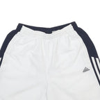 ADIDAS Mens White & Black Sports Casual Shorts S W24 Polyester 3-Stripes