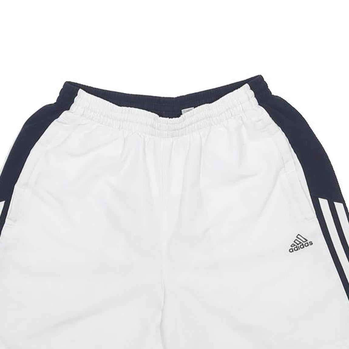 ADIDAS Mens White & Black Sports Casual Shorts S W24 Polyester 3-Stripes