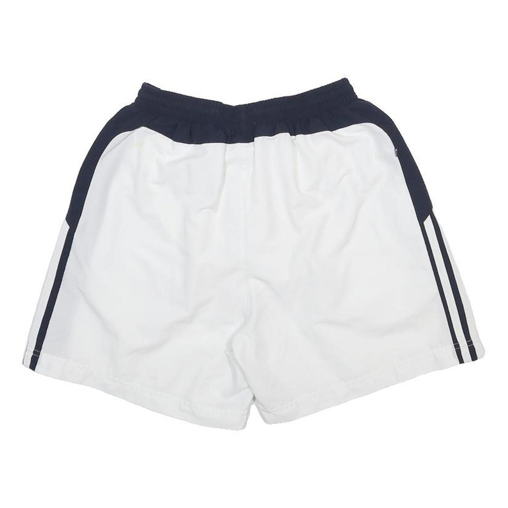 ADIDAS Mens White & Black Sports Casual Shorts S W24 Polyester 3-Stripes