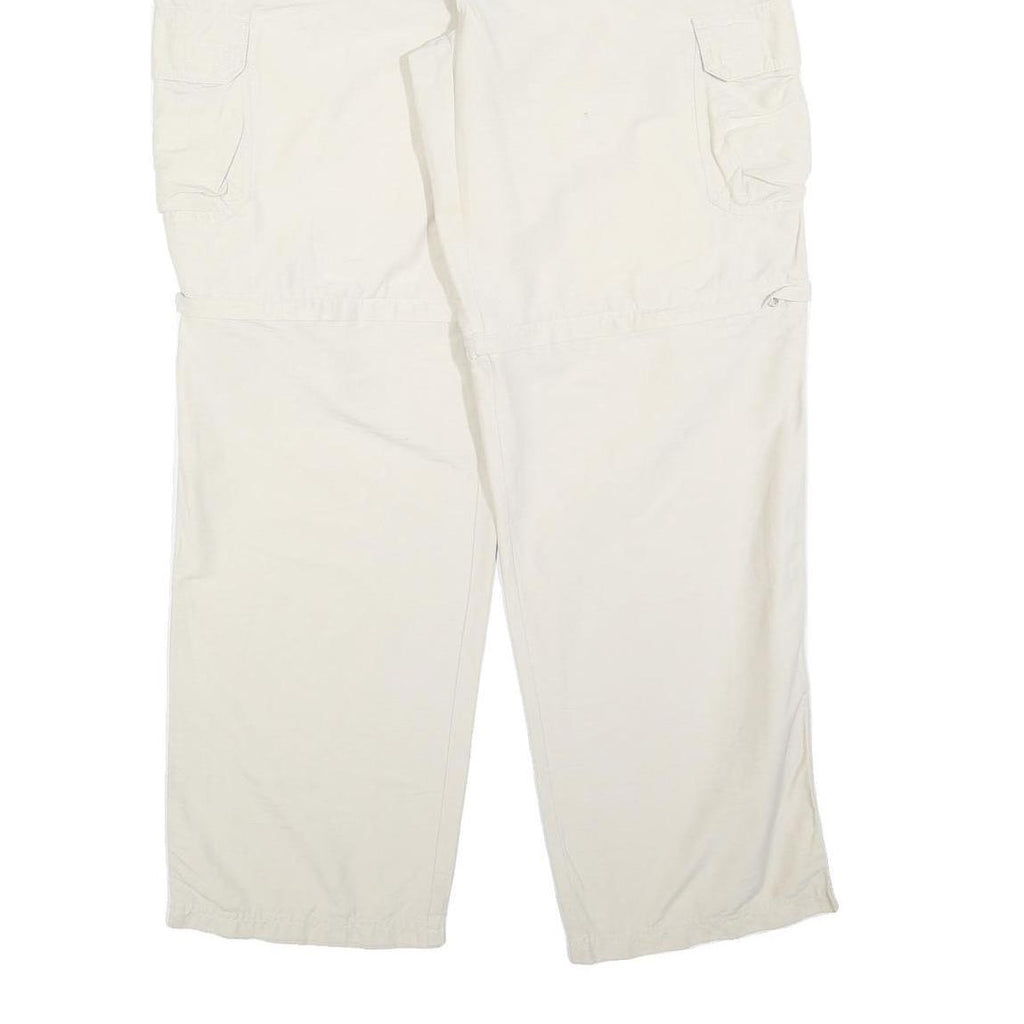 CX CASUAL Mens Regular Fit White Cargo Trousers W34 L32 Zip Closure Polyester