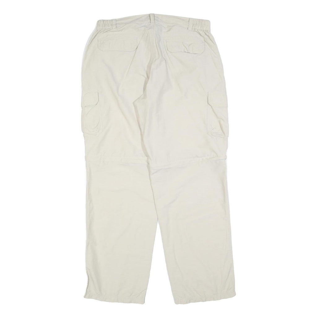 CX CASUAL Mens Regular Fit White Cargo Trousers W34 L32 Zip Closure Polyester