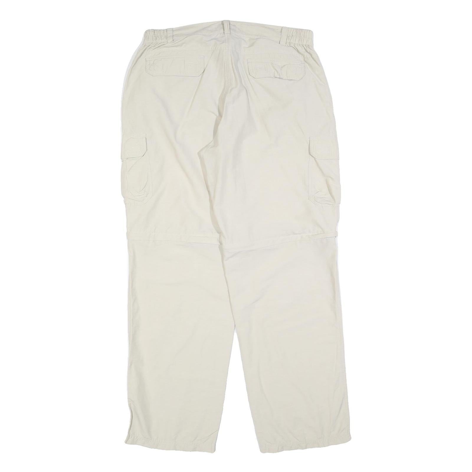 CX CASUAL Mens Regular Fit White Cargo Trousers W34 L32 Zip Closure Polyester