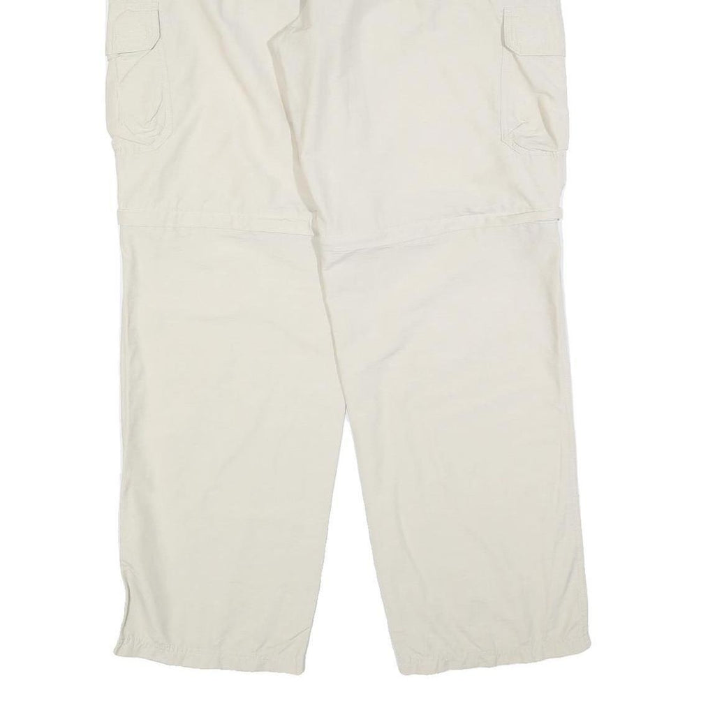 CX CASUAL Mens Regular Fit White Cargo Trousers W34 L32 Zip Closure Polyester