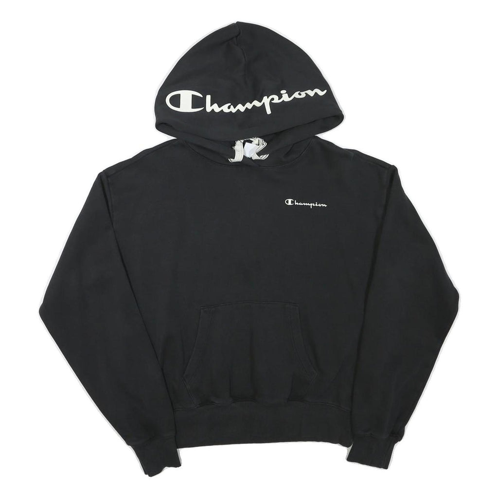 CHAMPION Womens Black Pullover Hoodie L Cotton Blend Casual Streetwear