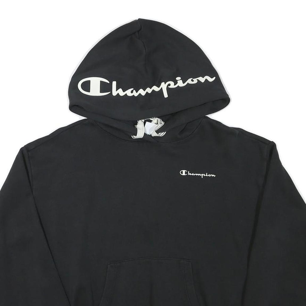CHAMPION Womens Black Pullover Hoodie L Cotton Blend Casual Streetwear