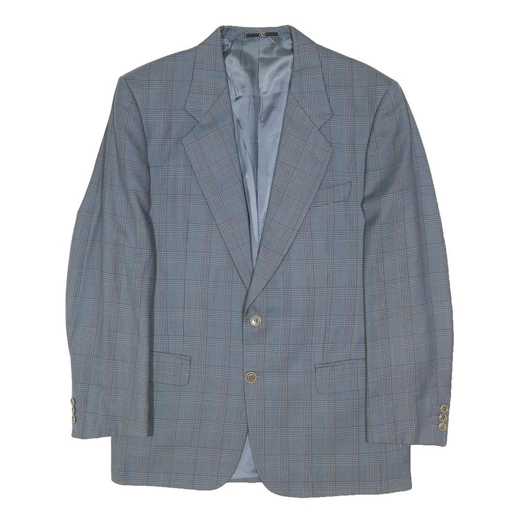 VALENTINO Mens Grey Check Button Jacket M Polyester Blend Classic Formal
