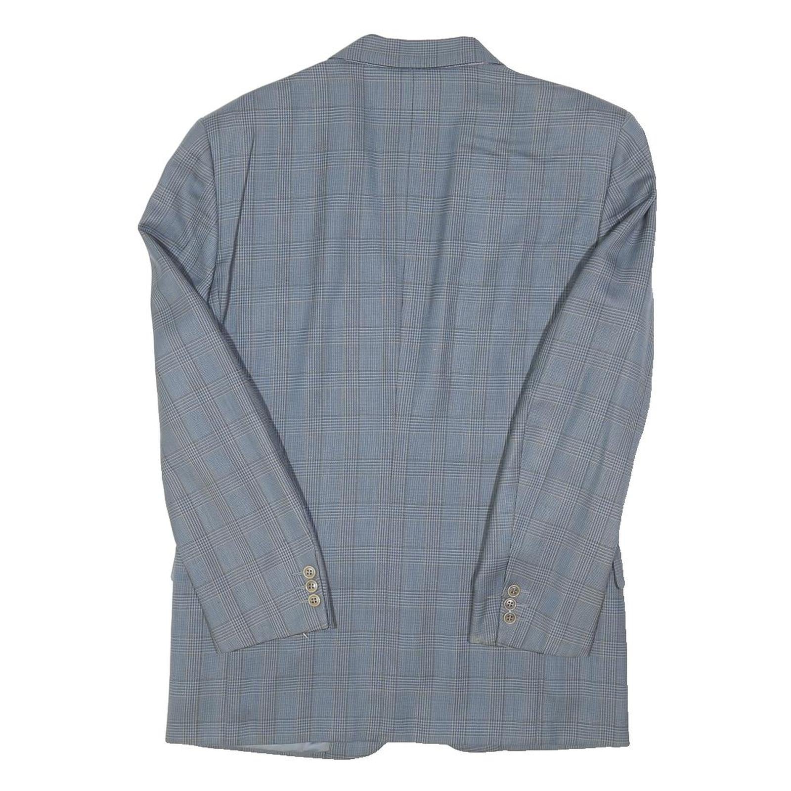 VALENTINO Mens Grey Check Button Jacket M Polyester Blend Classic Formal