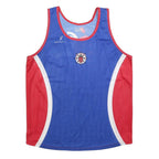 BEFOOT Mens Blue & Red Sporting Club Vest 2XL Sleeveless Crew Neck Polyester