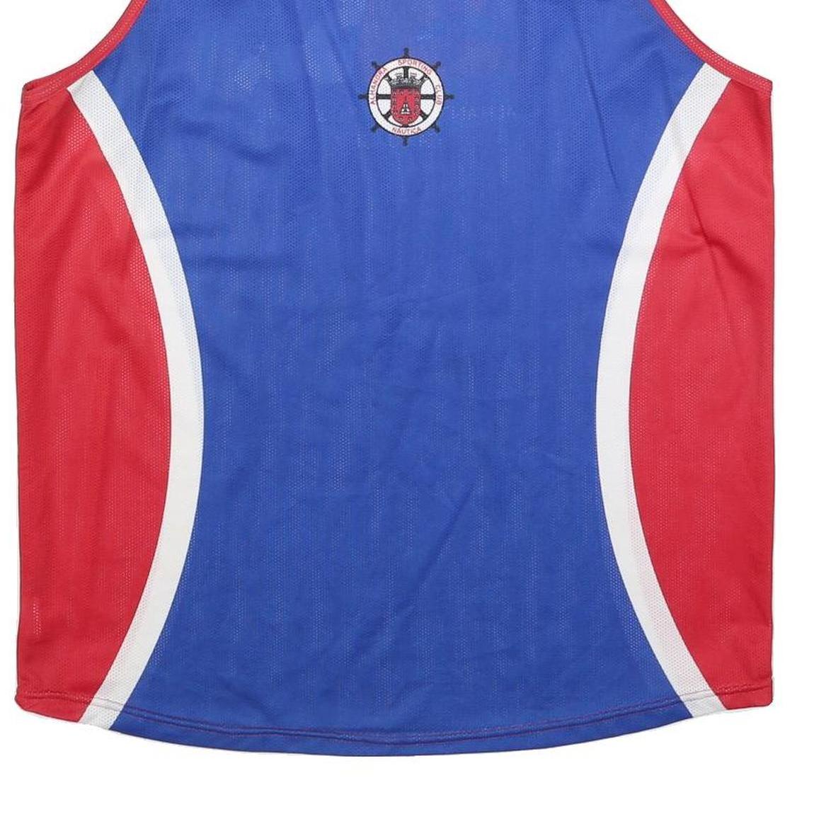BEFOOT Mens Blue & Red Sporting Club Vest 2XL Sleeveless Crew Neck Polyester