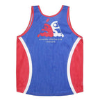 BEFOOT Mens Blue & Red Sporting Club Vest 2XL Sleeveless Crew Neck Polyester