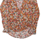 ZARA Womens Orange Floral Print Blouse Long Sleeve V-Neck S Lightweight