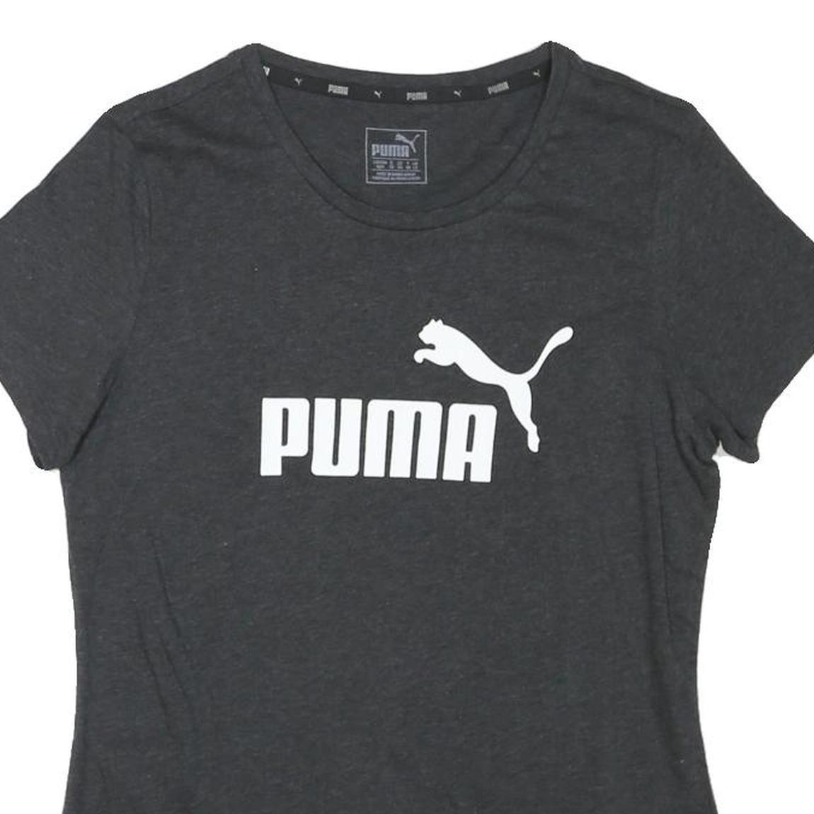PUMA Womens Black Graphic T-Shirt UK 12 Short Sleeve Crew Neck Cotton Blend