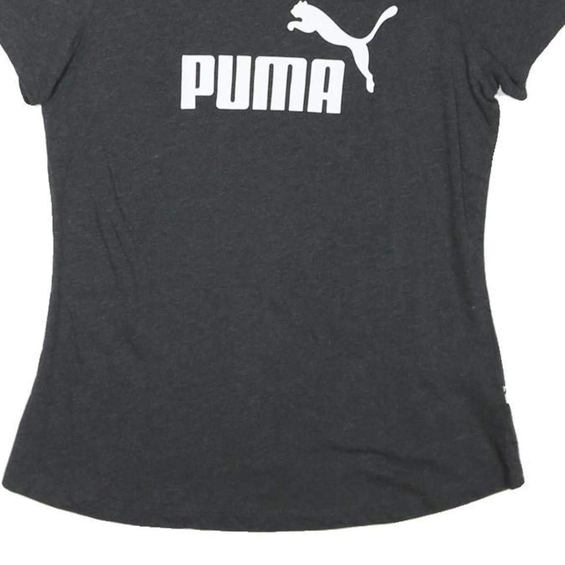 PUMA Womens Black Graphic T-Shirt UK 12 Short Sleeve Crew Neck Cotton Blend