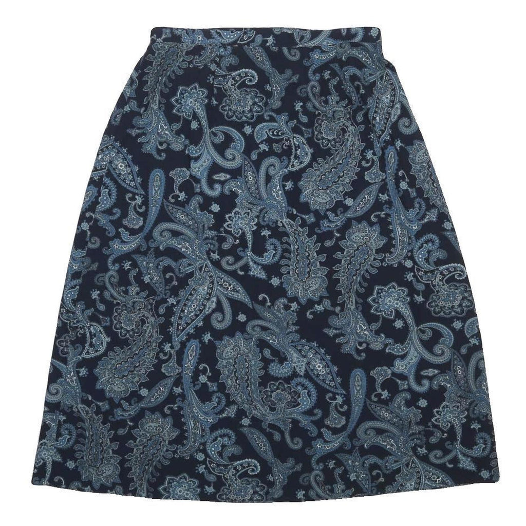 LIZ BAKER Womens Blue Paisley Print A-Line Knee Length Polyester Skirt L