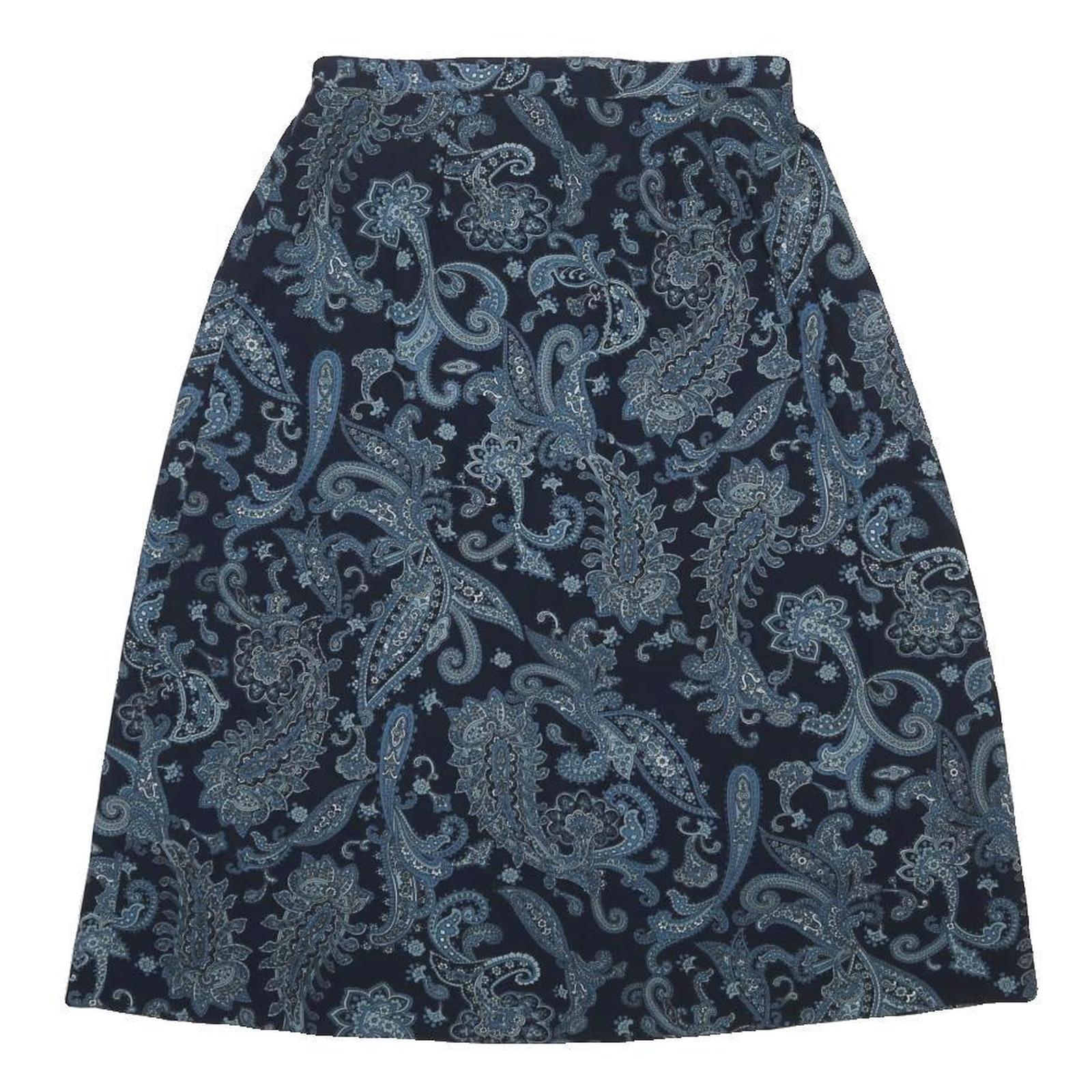 LIZ BAKER Womens Blue Paisley Print A-Line Knee Length Polyester Skirt L