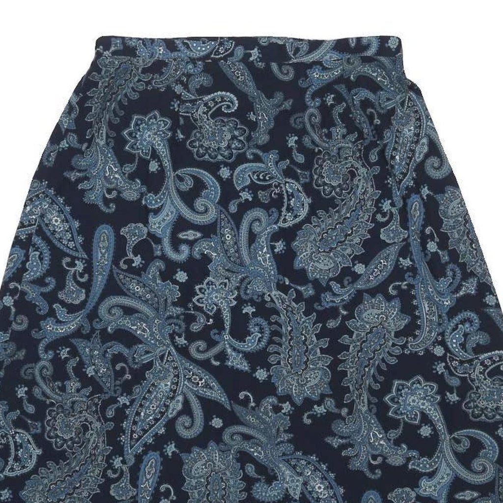 LIZ BAKER Womens Blue Paisley Print A-Line Knee Length Polyester Skirt L