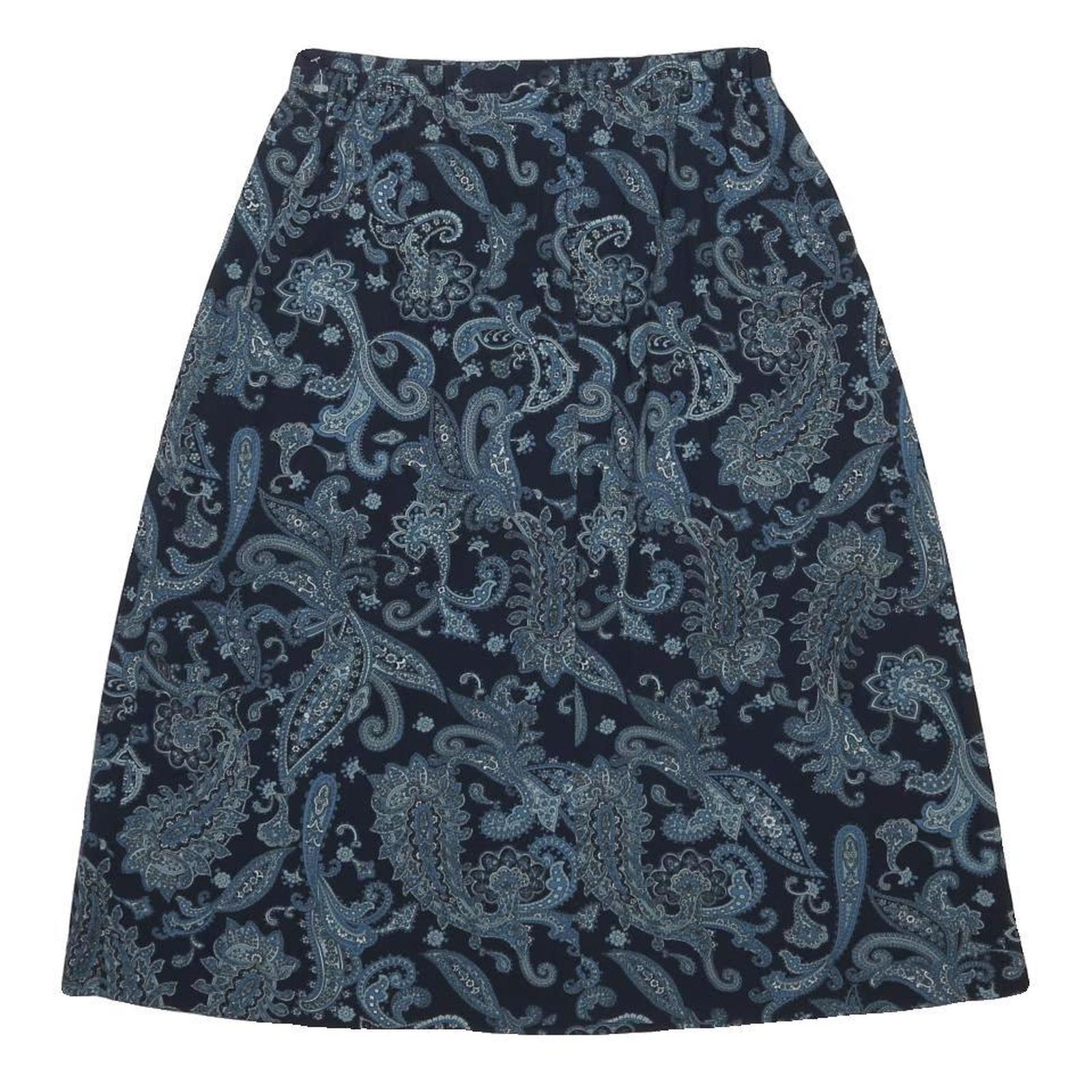 LIZ BAKER Womens Blue Paisley Print A-Line Knee Length Polyester Skirt L