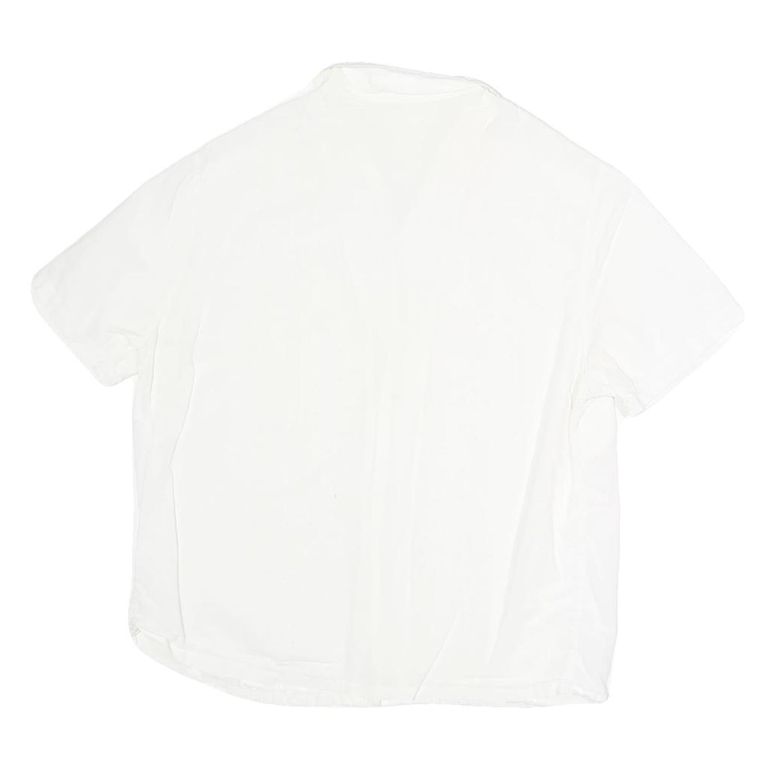 Womens White Button Shirt Short Sleeve Collared Cotton Blend M Eyelet Panel