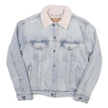 LEVI'S Womens Blue Sherpa Lined Denim Jacket XS Cotton Blend Button Closure