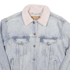 LEVI'S Womens Blue Sherpa Lined Denim Jacket XS Cotton Blend Button Closure