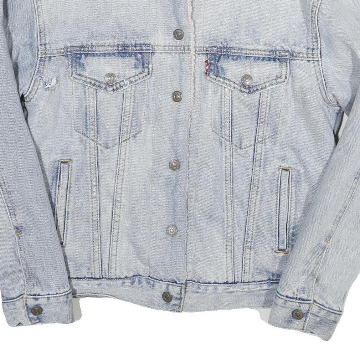 LEVI'S Womens Blue Sherpa Lined Denim Jacket XS Cotton Blend Button Closure