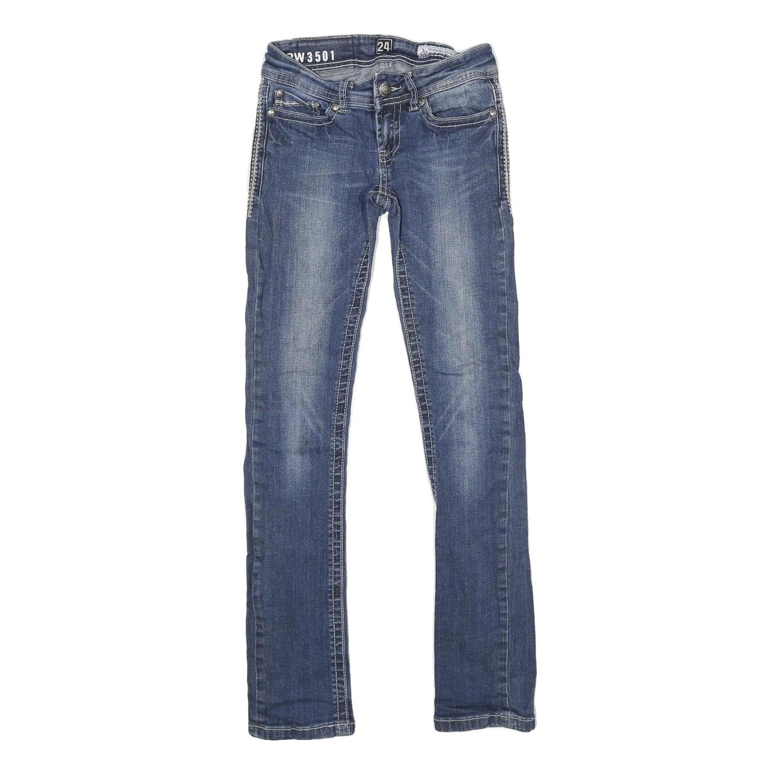 J RAG Womens Jeans Blue Slim Skinny Denim Medium W24 L30 Stylish Embellished