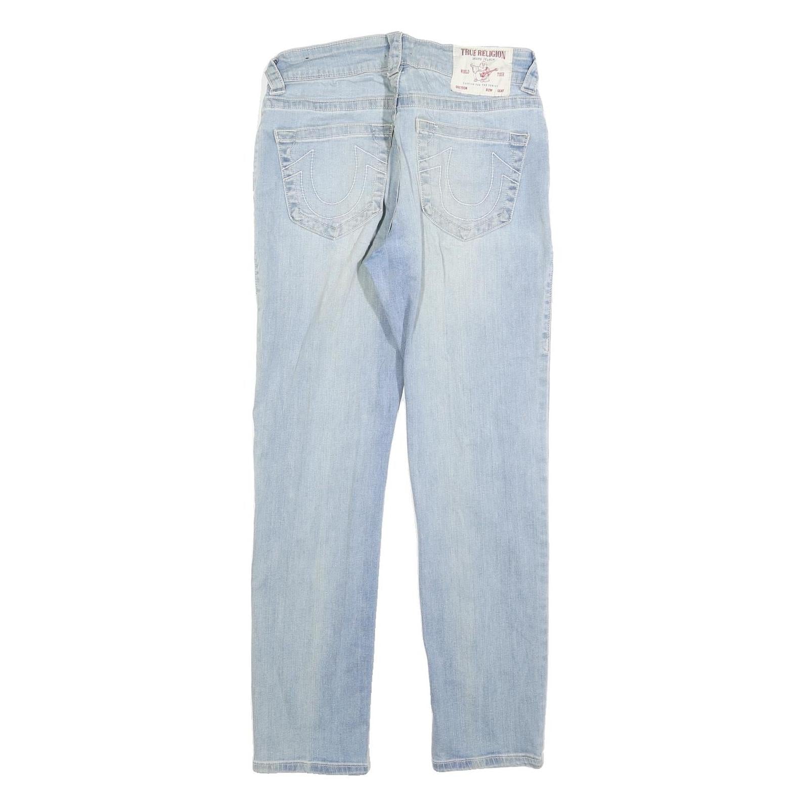 TRUE RELIGION Womens Slim Light Blue Denim Jeans W28 L28 Zip Casual Stretch