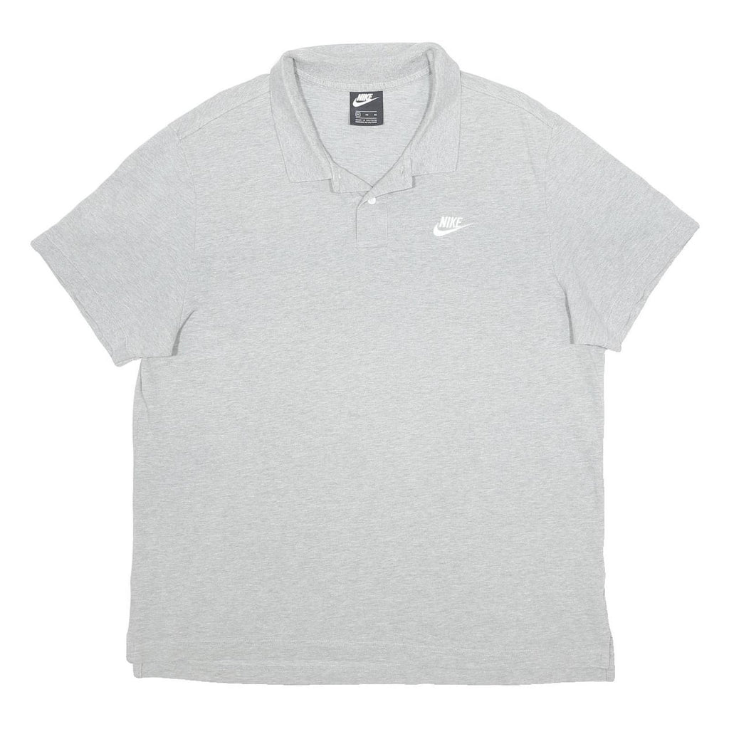NIKE Mens Grey Short Sleeve Plain XL Cotton Polo Shirt Casual Sportswear