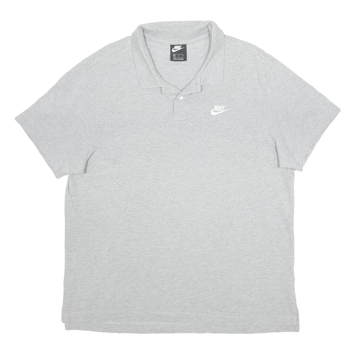 NIKE Mens Grey Short Sleeve Plain XL Cotton Polo Shirt Casual Sportswear