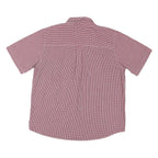 CHAPS Mens Red & White Check Shirt XL Cotton Blend Button-Down Collar Short