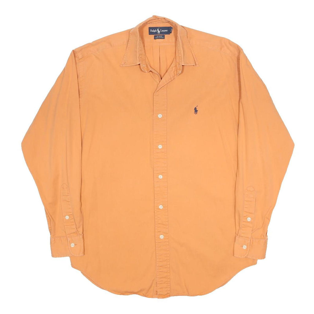 RALPH LAUREN Mens Orange Cotton Shirt S Classic Long Sleeve Casual