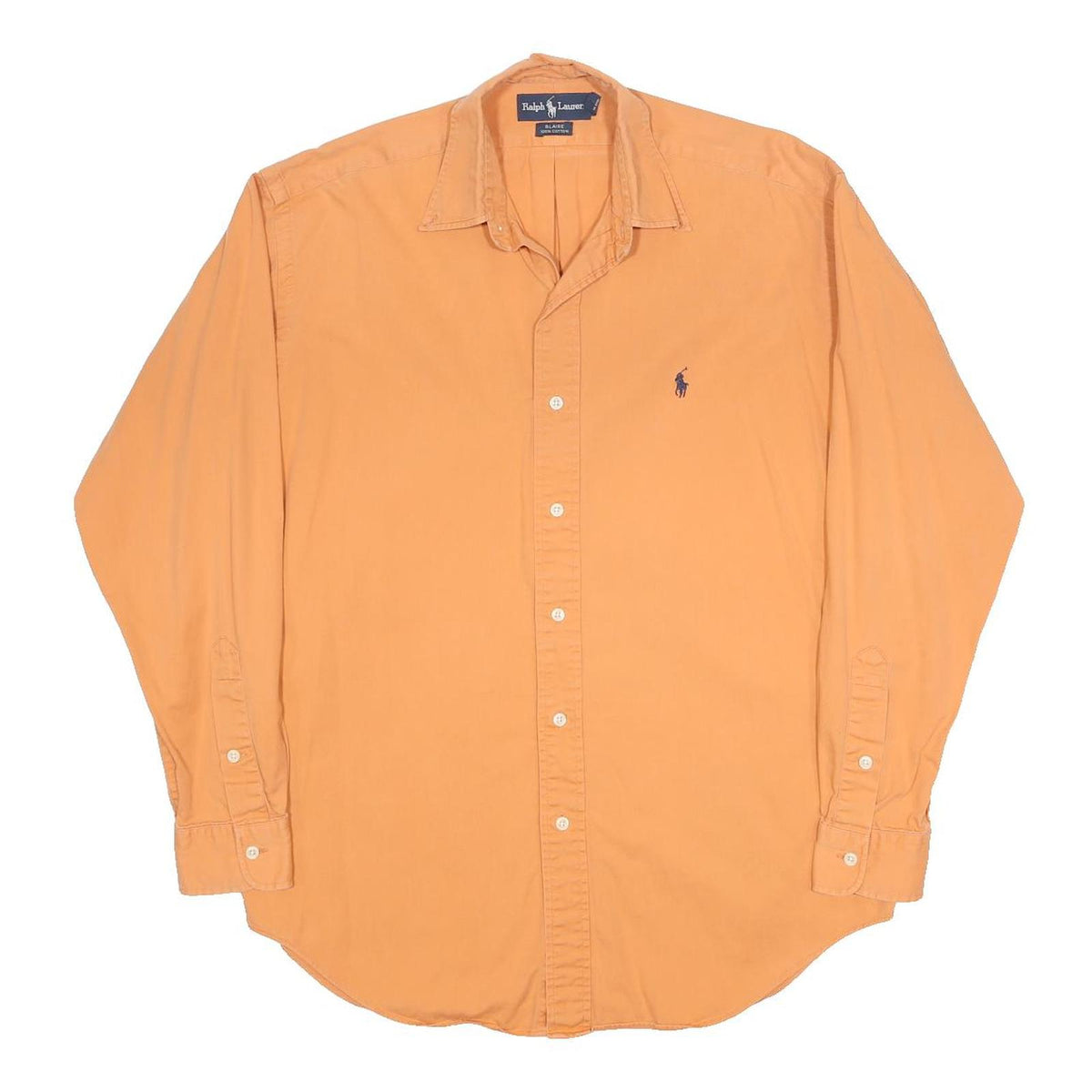 RALPH LAUREN Mens Orange Cotton Shirt S Classic Long Sleeve Casual
