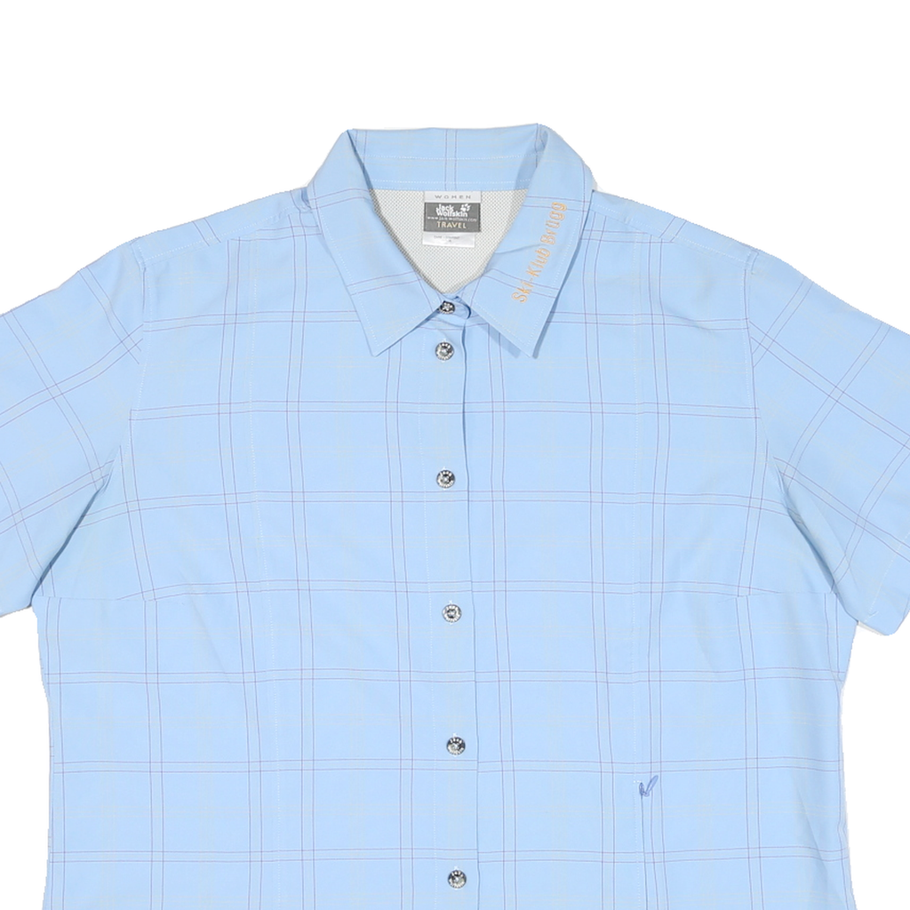 JACK WOLFSKIN Womens Blue Checked Shirt 2XL Travel Outdoor Casual Button Up
