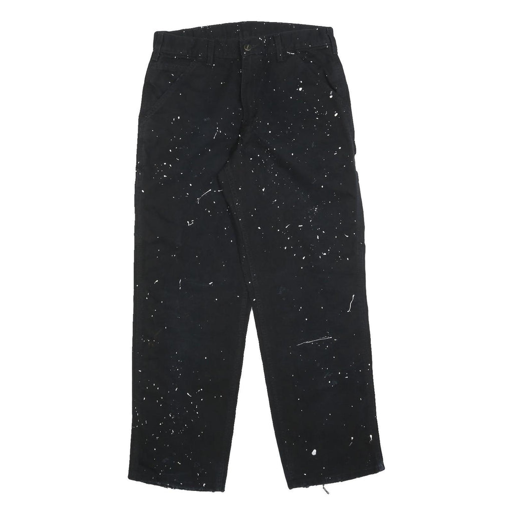 CARHARTT Mens Regular Fit Black Denim Paint Splatter Jeans W32 L32 Work Wear
