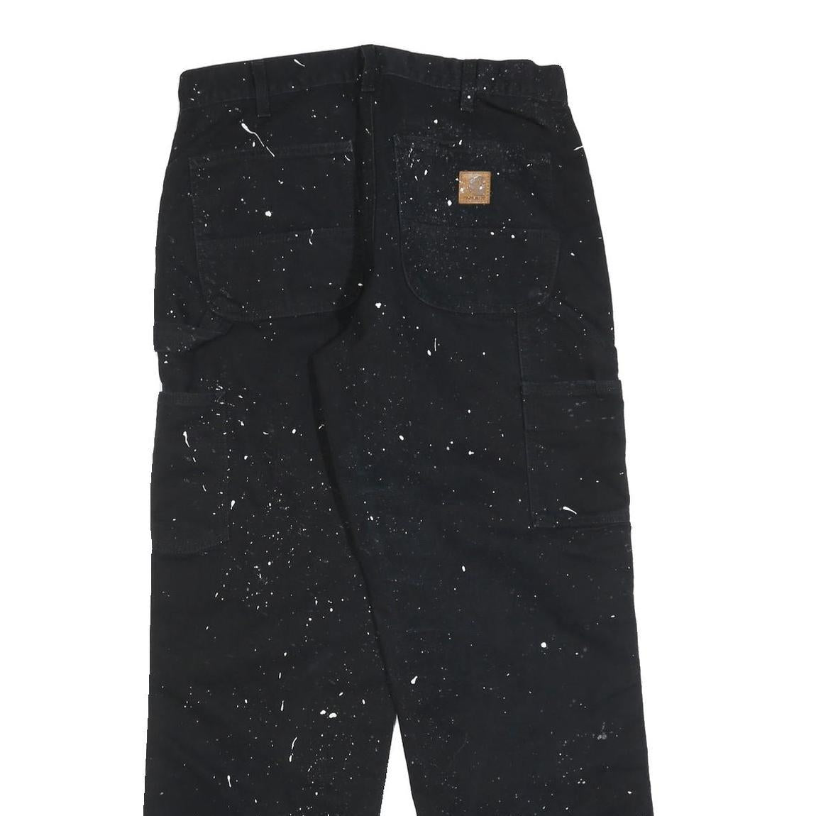 CARHARTT Mens Regular Fit Black Denim Paint Splatter Jeans W32 L32 Work Wear