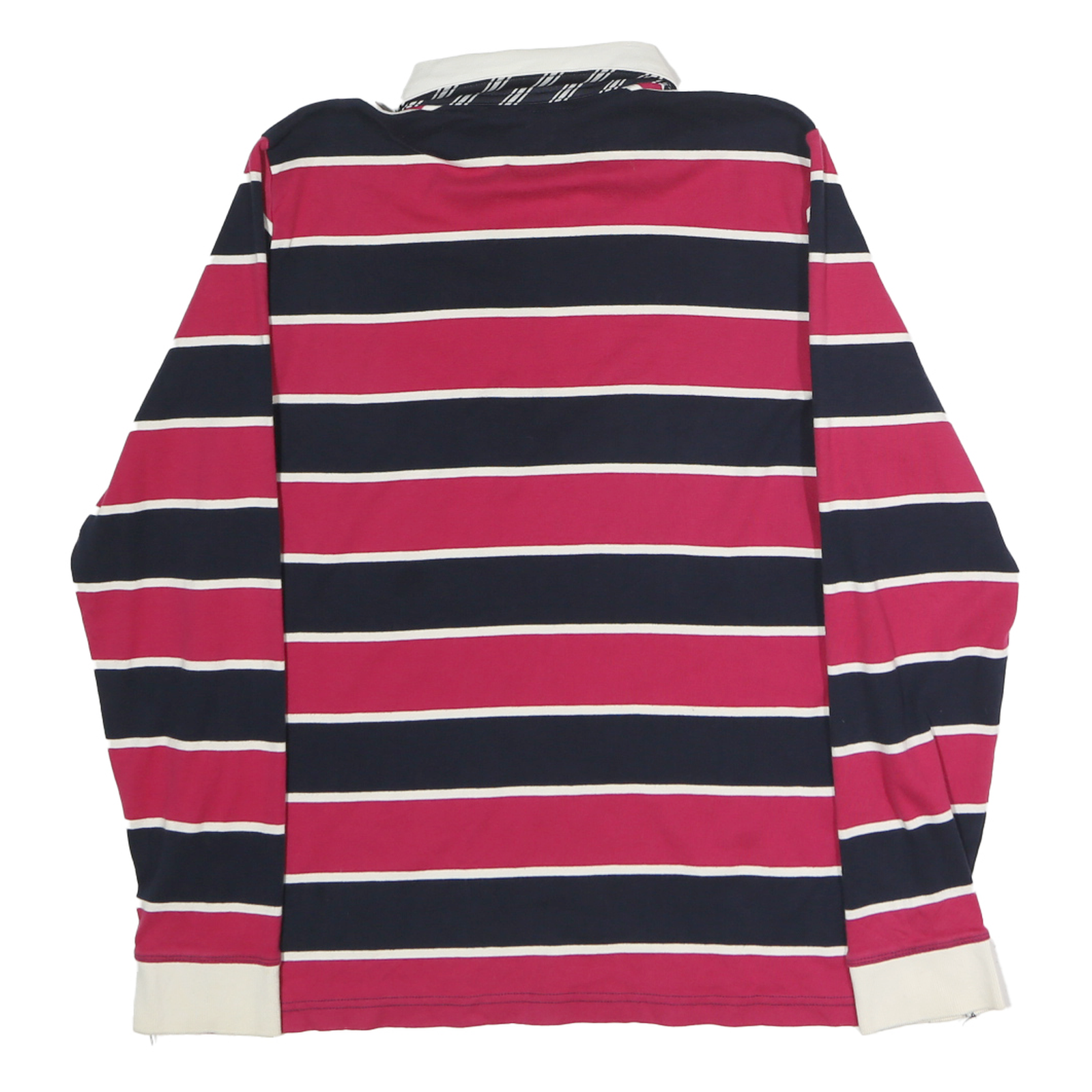 TOMMY HILFIGER Mens Blue & Red Striped Long Sleeve Polo Shirt XL Cotton Classic