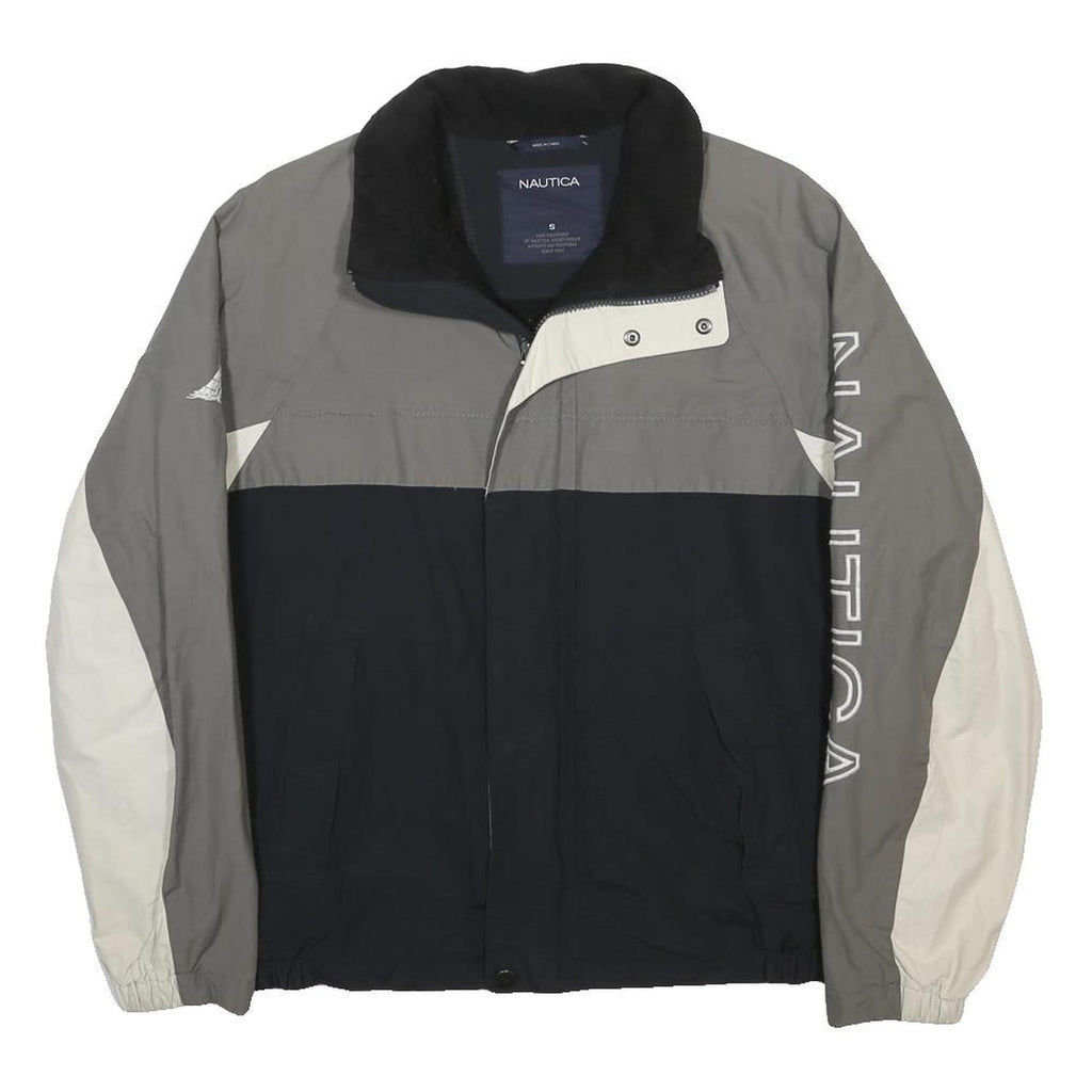 NAUTICA Mens Grey & Black Colourblock Cotton Blend Jacket S Zip Casual