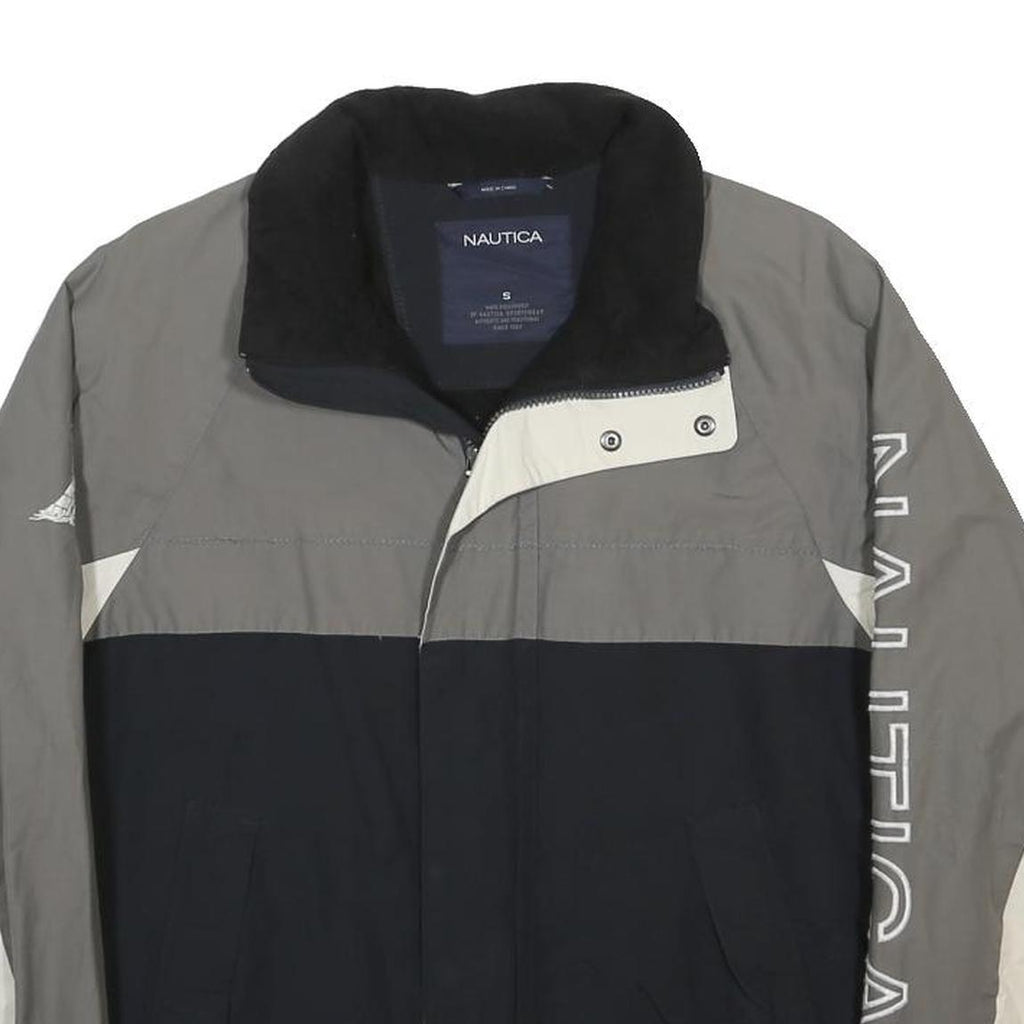NAUTICA Mens Grey & Black Colourblock Cotton Blend Jacket S Zip Casual