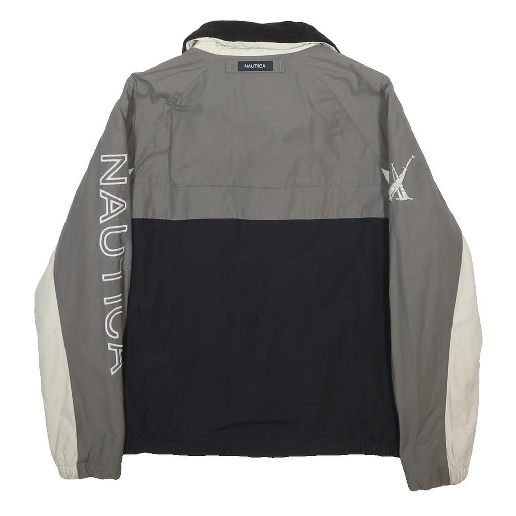 NAUTICA Mens Grey & Black Colourblock Cotton Blend Jacket S Zip Casual