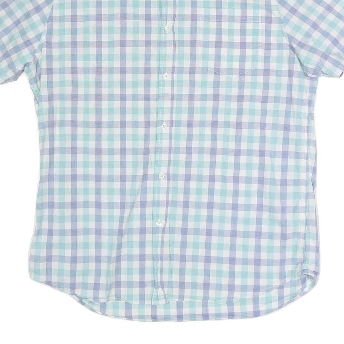 LEE Mens Blue & Green Checked Short Sleeve Shirt XL Casual Cotton Blend