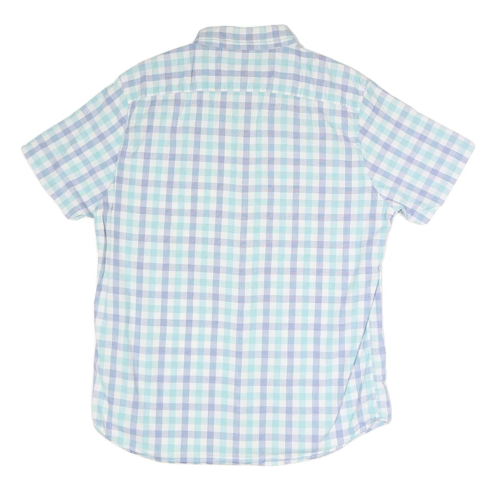 LEE Mens Blue & Green Checked Short Sleeve Shirt XL Casual Cotton Blend