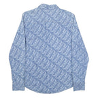 LEVI'S Mens Blue Cotton Patterned Shirt M Button Long Sleeve Western Style