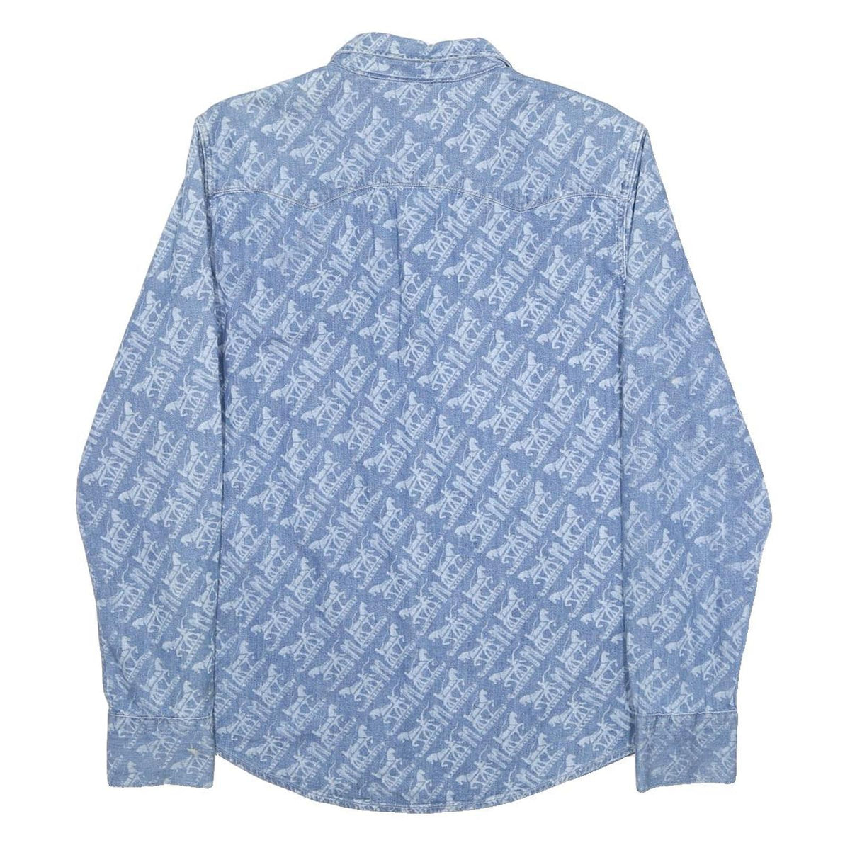 LEVI'S Mens Blue Cotton Patterned Shirt M Button Long Sleeve Western Style