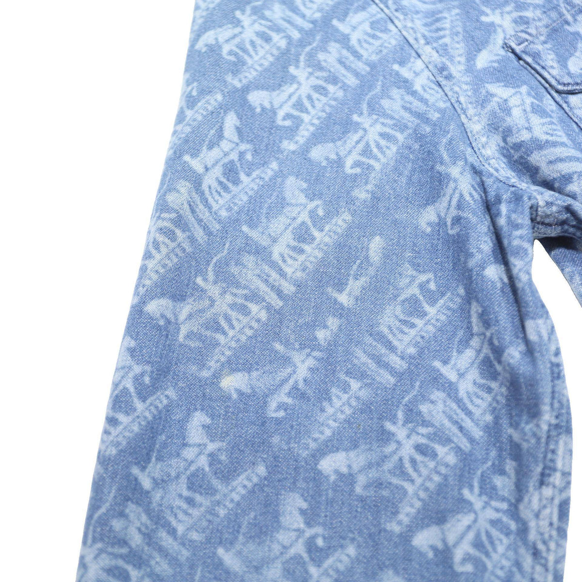 LEVI'S Mens Blue Cotton Patterned Shirt M Button Long Sleeve Western Style