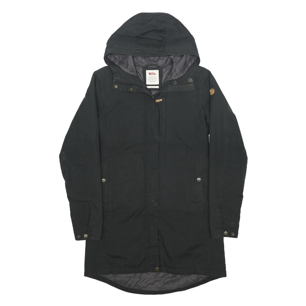 FJALLRAVEN Womens Black Outdoor Cotton Blend Jacket S Zip Hooded Casual