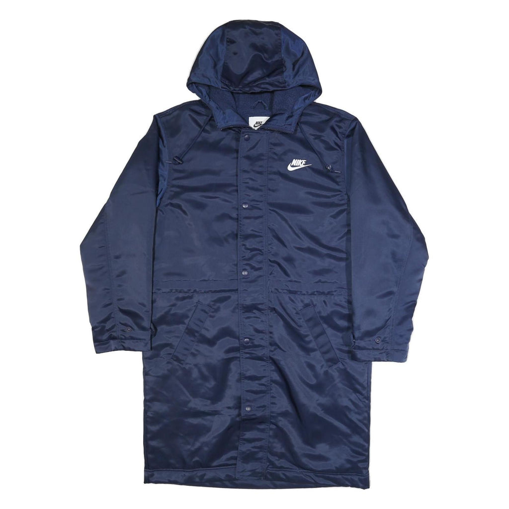 NIKE Mens Navy Blue Jacket S Polyester Hooded Zip Closure Plain Long Sleeve